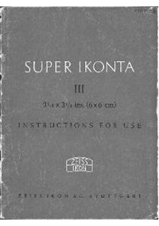 Zeiss Ikon Super Ikonta 3 manual. Camera Instructions.